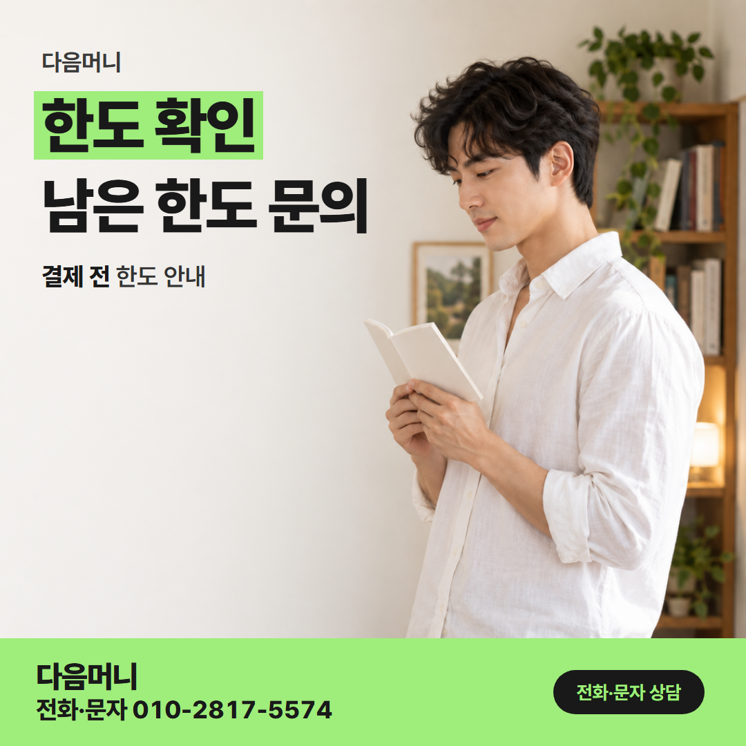 다음머니 수원카드깡 결제와 함께 줄어드는 남은 한도