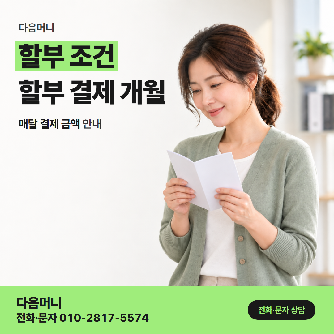 다음머니 수원카드깡 다달이 청구에 더해지는 카드사 할부 수수료